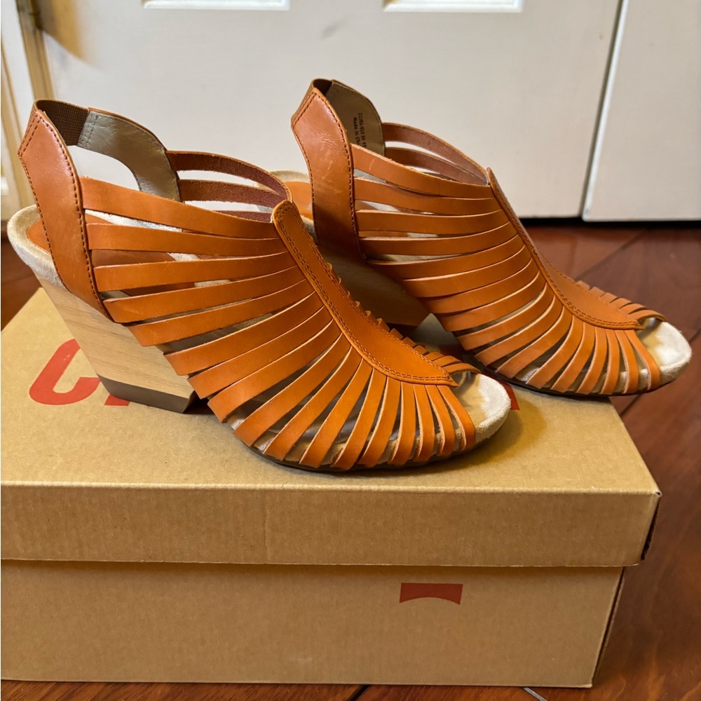 Camper Stylish Tan Wedge Sandals